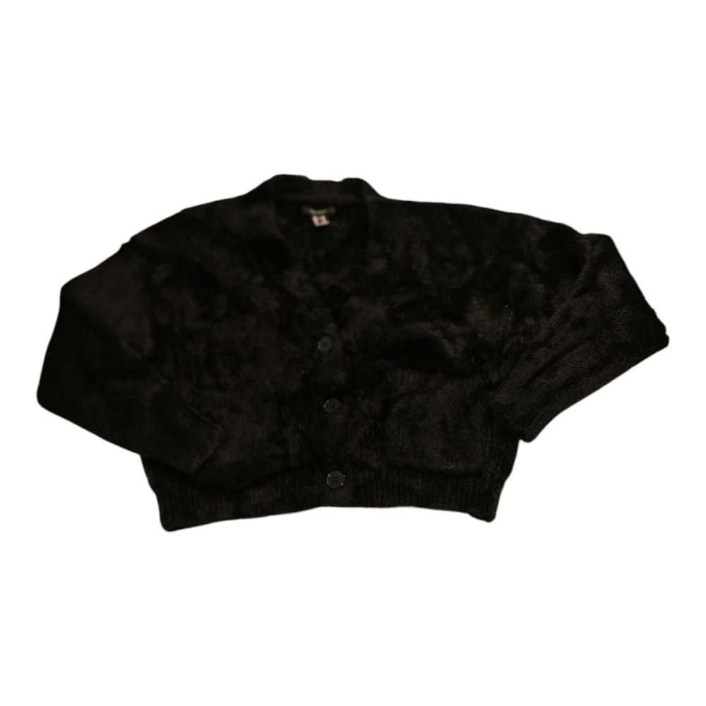 Forever 21 XL Long Sleeve Faux Fur Button Up Cropped Sweater *falw*